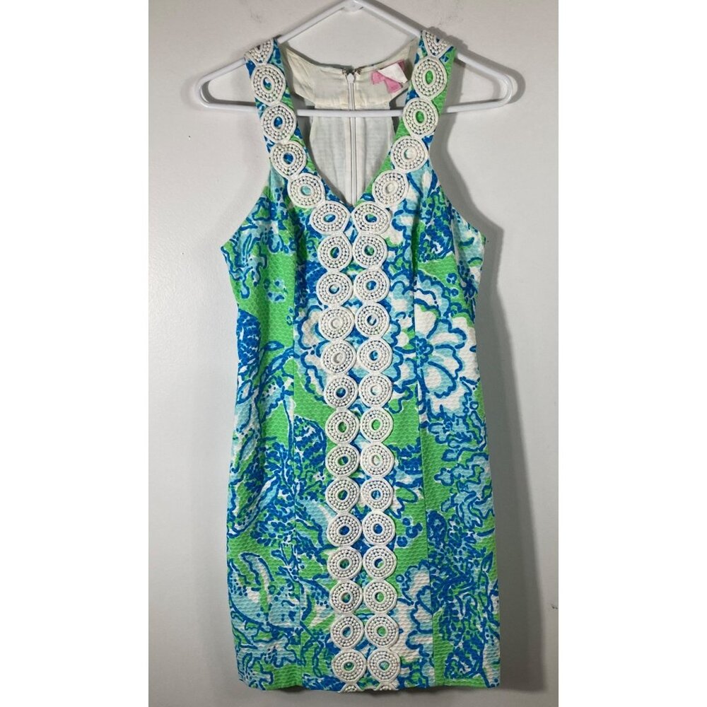 Womens Lilly Pulitzer Trudy Shift Mini‎ Dress Go Go Green 2